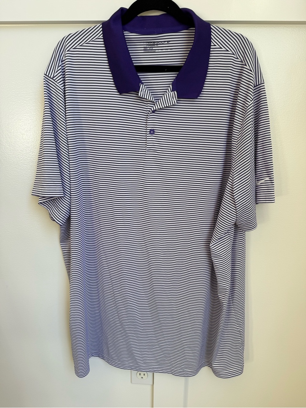 Men's Nike Striped Golf Polo Shirt in White and Purple 3XL